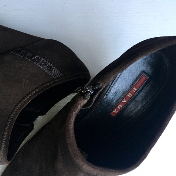 Prada Suede Brown Booties - Picture 2 of 4